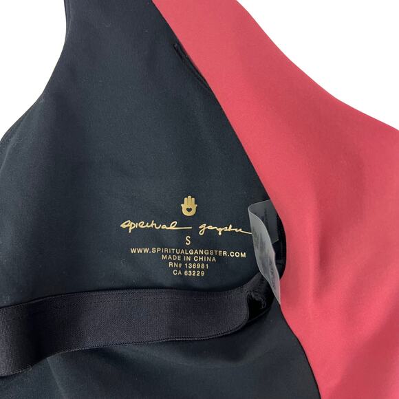 Spiritual Gangster Colorblock Longline Bra Crop Top Small Black Red Activewear - Picture 5 of 5